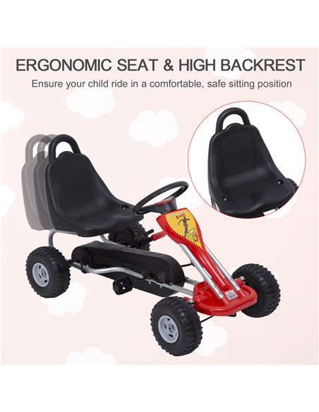 HOMCOM Kids Ride on Pedal Go Kart W/ Hand Brake-Red - pic 4511 | FastDaddyshop