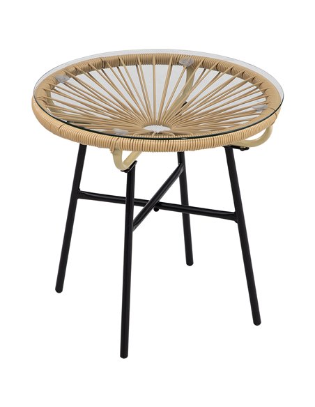 Outsunny Rattan Side Table, Round Outdoor Coffee Table, Beige 867-118V00BG - pic 45112 | FastDaddyshop