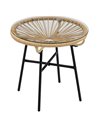 Outsunny Rattan Side Table, Round Outdoor Coffee Table, Beige 867-118V00BG