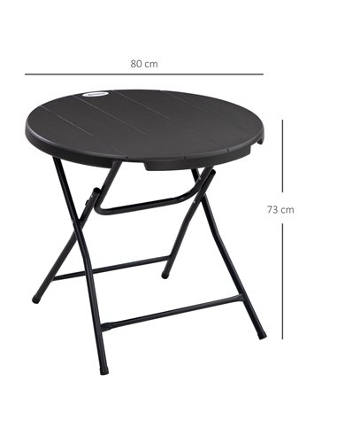 Outsunny Foldable Round Garden Table for 4, Dark Grey 84G-008V00CG