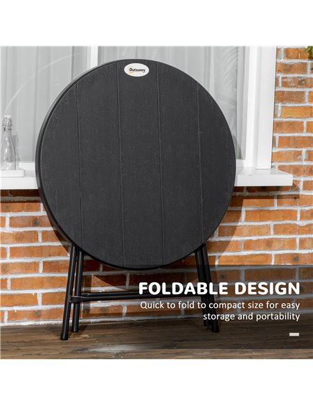 Outsunny Foldable Round Garden Table for 4, Outdoor Dining Table with HDPE Tabletop and Steel Frame, 80 x 80 x 73 cm, Dark Grey  - pic 45124 | FastDaddyshop