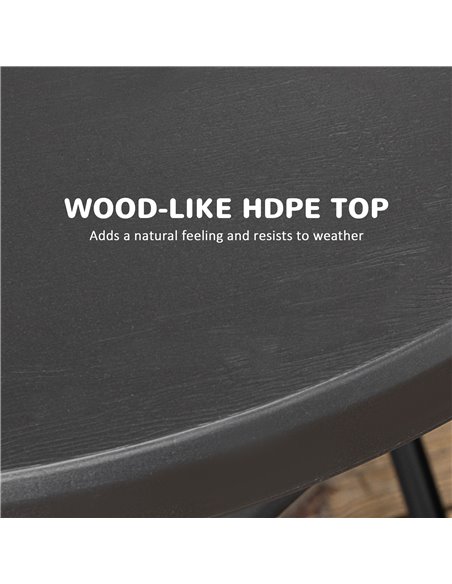 Outsunny Foldable Round Garden Table for 4, Outdoor Dining Table with HDPE Tabletop and Steel Frame, 80 x 80 x 73 cm, Dark Grey  - pic 45125 | FastDaddyshop