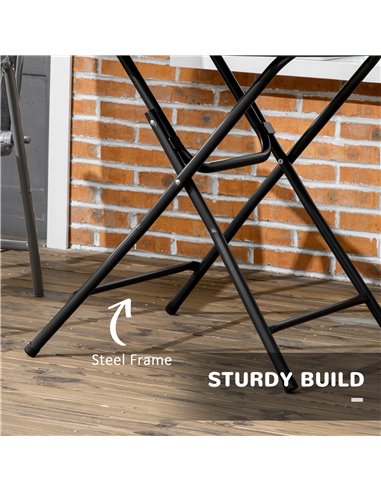 Outsunny Foldable Round Garden Table for 4, Outdoor Dining Table with HDPE Tabletop and Steel Frame, 80 x 80 x 73 cm, Dark Grey 