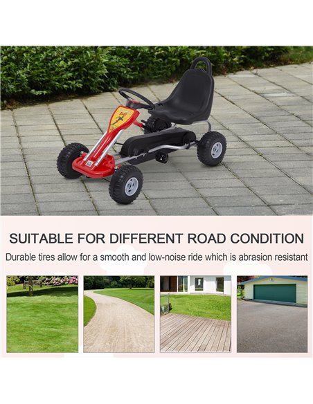 HOMCOM Kids Ride on Pedal Go Kart W/ Hand Brake-Red - pic 4513 | FastDaddyshop