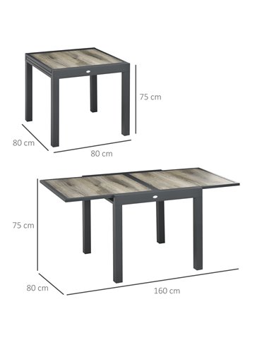 Outsunny Outdoor Extending Garden Dining Table for 6, Beige 84G-076V00BG