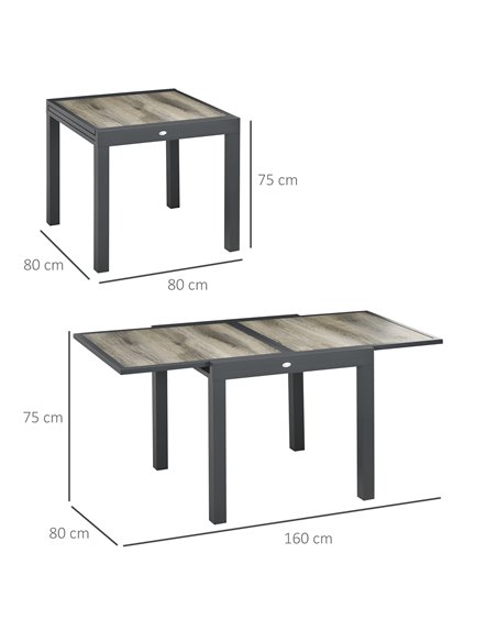 Outsunny Outdoor Extending Garden Dining Table for 6, Beige 84G-076V00BG - pic 45132 | FastDaddyshop