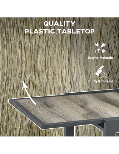 Outsunny Extending Garden Table, Outdoor Dining Table for 6, Aluminium Frame Rectangular Patio Table with Plastic Board Tabletop
