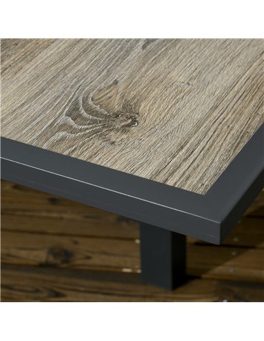 Outsunny Extending Garden Table, Outdoor Dining Table for 6, Aluminium Frame Rectangular Patio Table with Plastic Board Tabletop