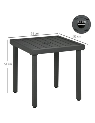Outsunny Garden Side Table, Patio Coffee Table, Grey 84G-034V00GY