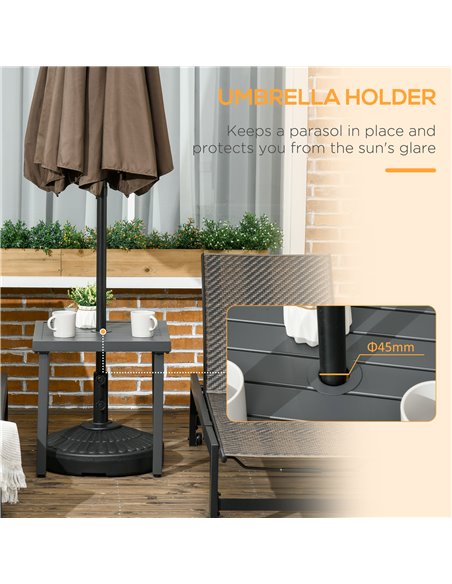 Outsunny Garden Side Table, Patio Coffee Table with Umbrella Hole, End Table with Steel Frame for Balcony, Grey 84G-034V00GY - pic 45142 | FastDaddyshop