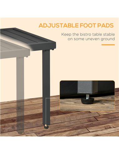 Outsunny Garden Side Table, Patio Coffee Table with Umbrella Hole, End Table with Steel Frame for Balcony, Grey 84G-034V00GY
