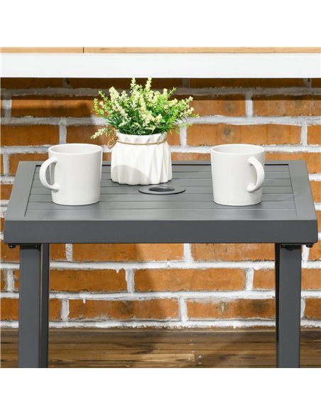 Outsunny Garden Side Table, Patio Coffee Table with Umbrella Hole, End Table with Steel Frame for Balcony, Grey 84G-034V00GY - pic 45145 | FastDaddyshop