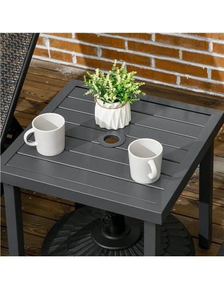 Outsunny Garden Side Table, Patio Coffee Table with Umbrella Hole, End Table with Steel Frame for Balcony, Grey 84G-034V00GY - pic 45146 | FastDaddyshop
