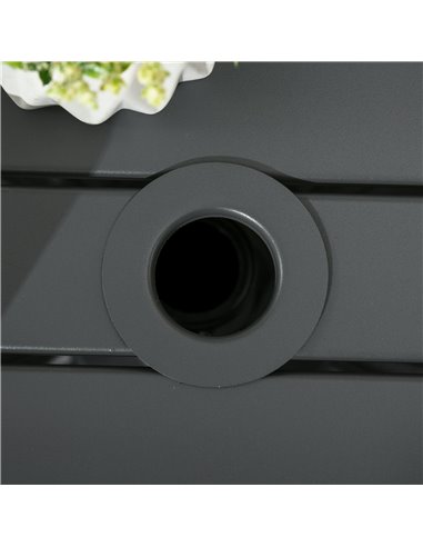 Outsunny Garden Side Table, Patio Coffee Table with Umbrella Hole, End Table with Steel Frame for Balcony, Grey 84G-034V00GY