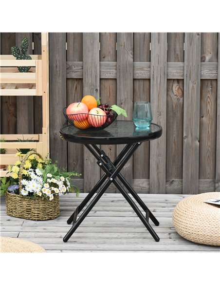 Outsunny Foldable Garden Table, Round Folding Table, Black 84B-590 - pic 45149 | FastDaddyshop