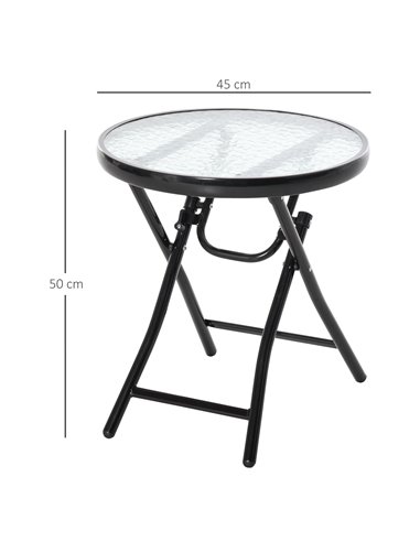 Outsunny Foldable Garden Table, Round Folding Table, Black 84B-590
