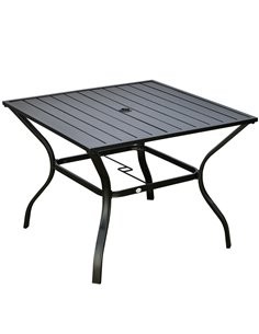 Outsunny Dining Garden Table with Parasol Hole, Black 84G-007V00BK