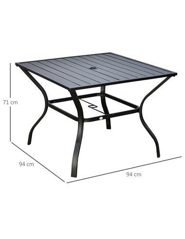 Outsunny Dining Garden Table with Parasol Hole, Black 84G-007V00BK
