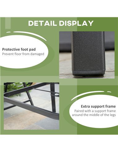 Outsunny Garden Table with Parasol Hole, Outdoor Dining Garden Table for Four, Square Patio Table with Slatted Metal Plate Top, 