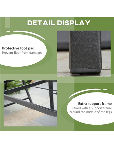 Outsunny Garden Table with Parasol Hole, Outdoor Dining Garden Table for Four, Square Patio Table with Slatted Metal Plate Top,  - pic 45162 | FastDaddyshop
