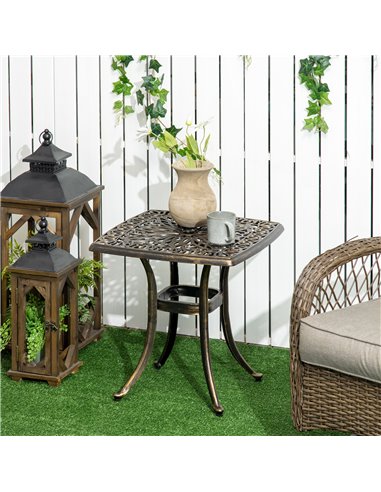 Outsunny Outdoor Patio Side Table with Umbrella Hole, Bronze 84G-045V00BN