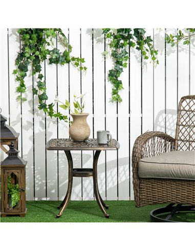 Outsunny Outdoor Patio Side Table with 38mm Dia. Umbrella Hole, Cast Aluminium Patio coffee Table, 54 x 54cm, Bronze 84G-045V00B