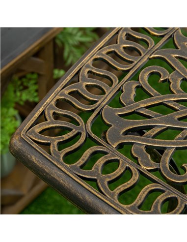 Outsunny Outdoor Patio Side Table with 38mm Dia. Umbrella Hole, Cast Aluminium Patio coffee Table, 54 x 54cm, Bronze 84G-045V00B