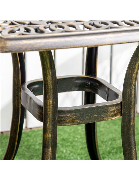 Outsunny Outdoor Patio Side Table with 38mm Dia. Umbrella Hole, Cast Aluminium Patio coffee Table, 54 x 54cm, Bronze 84G-045V00B - pic 45174 | FastDaddyshop