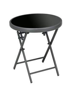 Outsunny Φ45cm Outdoor Round Folding Patio Table, Dark Grey 84G-260V00CG