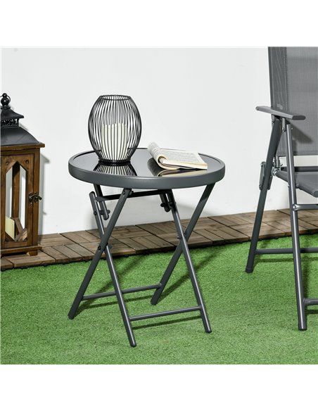 Outsunny Φ45cm Outdoor Round Folding Patio Table, Dark Grey 84G-260V00CG - pic 45176 | FastDaddyshop
