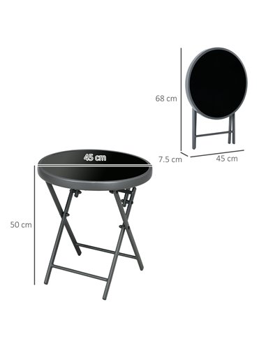 Outsunny Φ45cm Outdoor Round Folding Patio Table, Dark Grey 84G-260V00CG