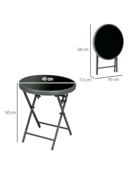 Outsunny Φ45cm Outdoor Round Folding Patio Table, Dark Grey 84G-260V00CG - pic 45177 | FastDaddyshop