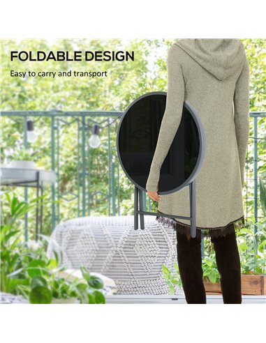 Outsunny Φ45cm Outdoor Side Table, Round Folding Patio Table with Imitation Marble Glass Top, Small Coffee Table 84G-260V00CG