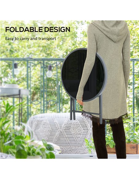 Outsunny Φ45cm Outdoor Side Table, Round Folding Patio Table with Imitation Marble Glass Top, Small Coffee Table 84G-260V00CG - pic 45178 | FastDaddyshop