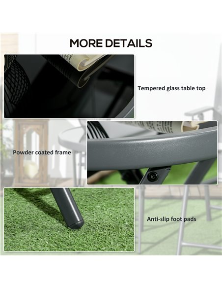 Outsunny Φ45cm Outdoor Side Table, Round Folding Patio Table with Imitation Marble Glass Top, Small Coffee Table 84G-260V00CG - pic 45181 | FastDaddyshop