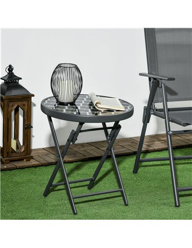 Outsunny Φ45cm Outdoor Round Folding Patio Table, Black 84G-260V01CG