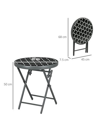 Outsunny Φ45cm Outdoor Round Folding Patio Table, Black 84G-260V01CG
