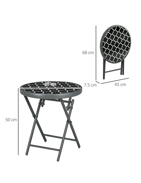 Outsunny Φ45cm Outdoor Round Folding Patio Table, Black 84G-260V01CG - pic 45186 | FastDaddyshop