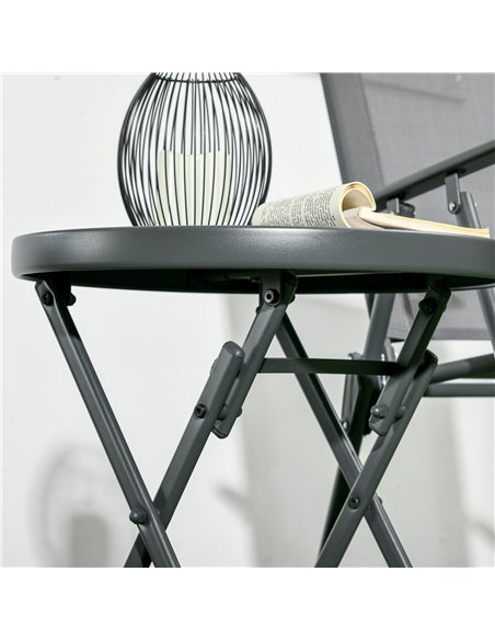 Outsunny Φ45cm Outdoor Side Table, Round Folding Patio Table with Imitation Marble Glass Top, Small Coffee Table, Black 84G-260V - pic 45192 | FastDaddyshop
