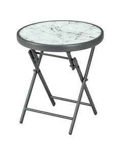 Outsunny Φ45cm Outdoor Round Folding Patio Table, White 84G-260V02CG