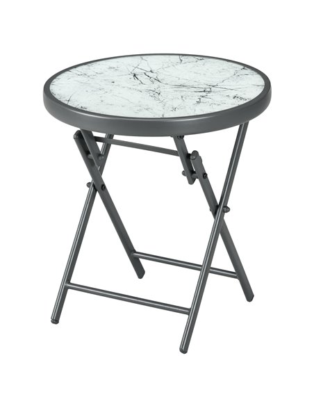Outsunny Φ45cm Outdoor Round Folding Patio Table, White 84G-260V02CG - pic 45193 | FastDaddyshop