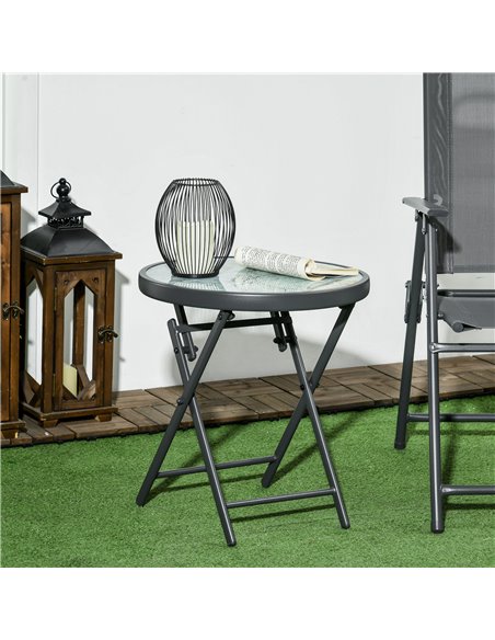 Outsunny Φ45cm Outdoor Round Folding Patio Table, White 84G-260V02CG - pic 45194 | FastDaddyshop