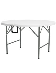 Outsunny Φ122 Folding Outdoor HDPE Round Table for 6, White 84G-288V00WT