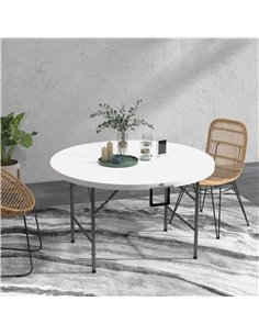 Outsunny Φ122 Folding Outdoor HDPE Round Table for 6, White 84G-288V00WT 2