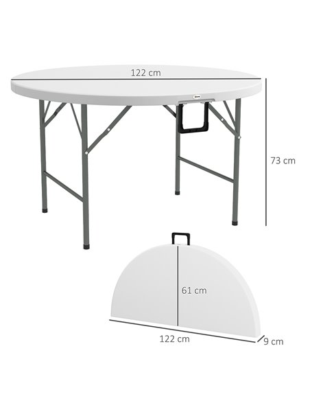 Outsunny Φ122 Folding Outdoor HDPE Round Table for 6, White 84G-288V00WT - pic 45204 | FastDaddyshop