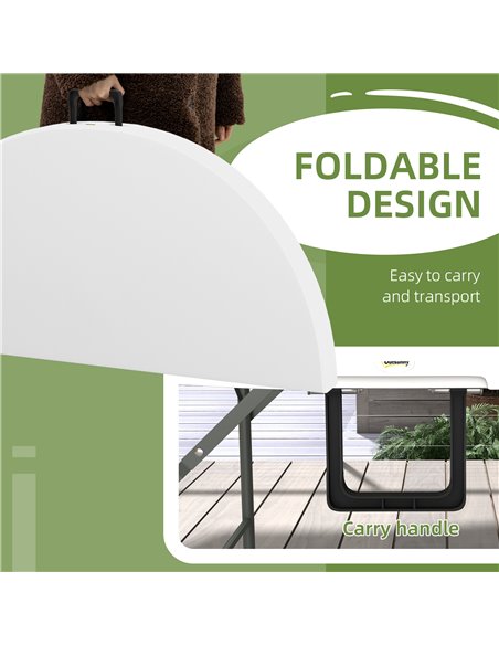Outsunny Φ122 Folding Garden Table, Outdoor HDPE Round Picnic Table for 6, Patio Table with Metal Frame, White 84G-288V00WT - pic 45205 | FastDaddyshop