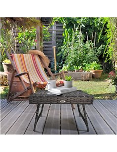 Outsunny Foldable Outdoor Coffee Table, Metal Frame, Mixed Grey 867-161V00GY 2