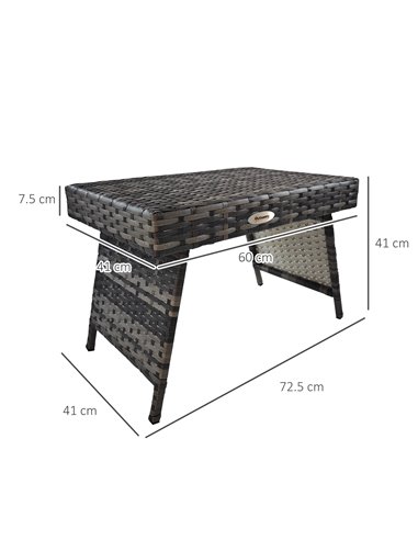 Outsunny Foldable Outdoor Coffee Table, Metal Frame, Mixed Grey 867-161V00GY