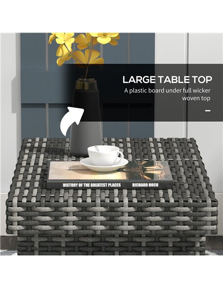 Outsunny Foldable Outdoor Coffee Table, Metal Frame Rattan Side Table, Coffee Table Side Table for Lawn, Garden, Mixed Grey 867- - pic 45214 | FastDaddyshop