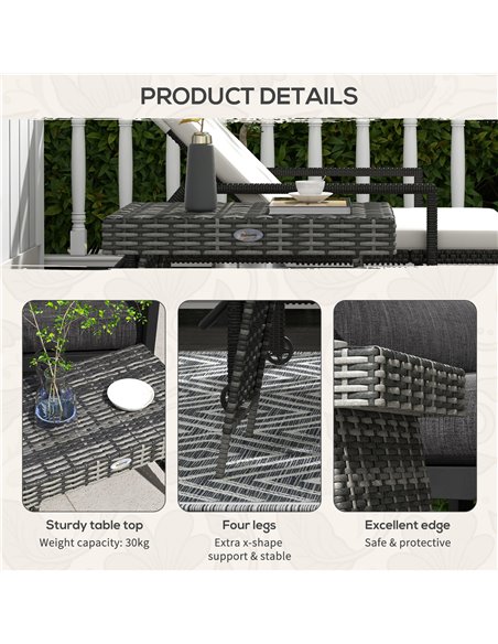 Outsunny Foldable Outdoor Coffee Table, Metal Frame Rattan Side Table, Coffee Table Side Table for Lawn, Garden, Mixed Grey 867- - pic 45217 | FastDaddyshop